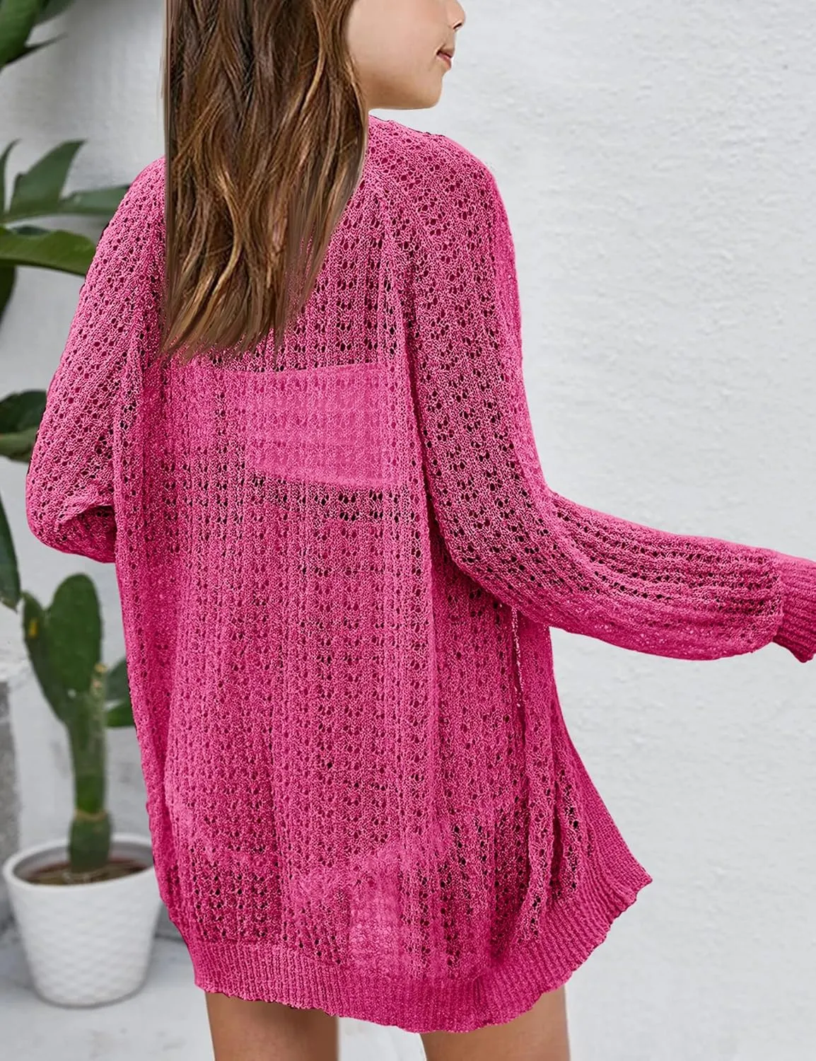 Girl's Lightweight Cardigan Summer Crochet Long Sleeve Soft Boho Cardigans Beach Cover UP