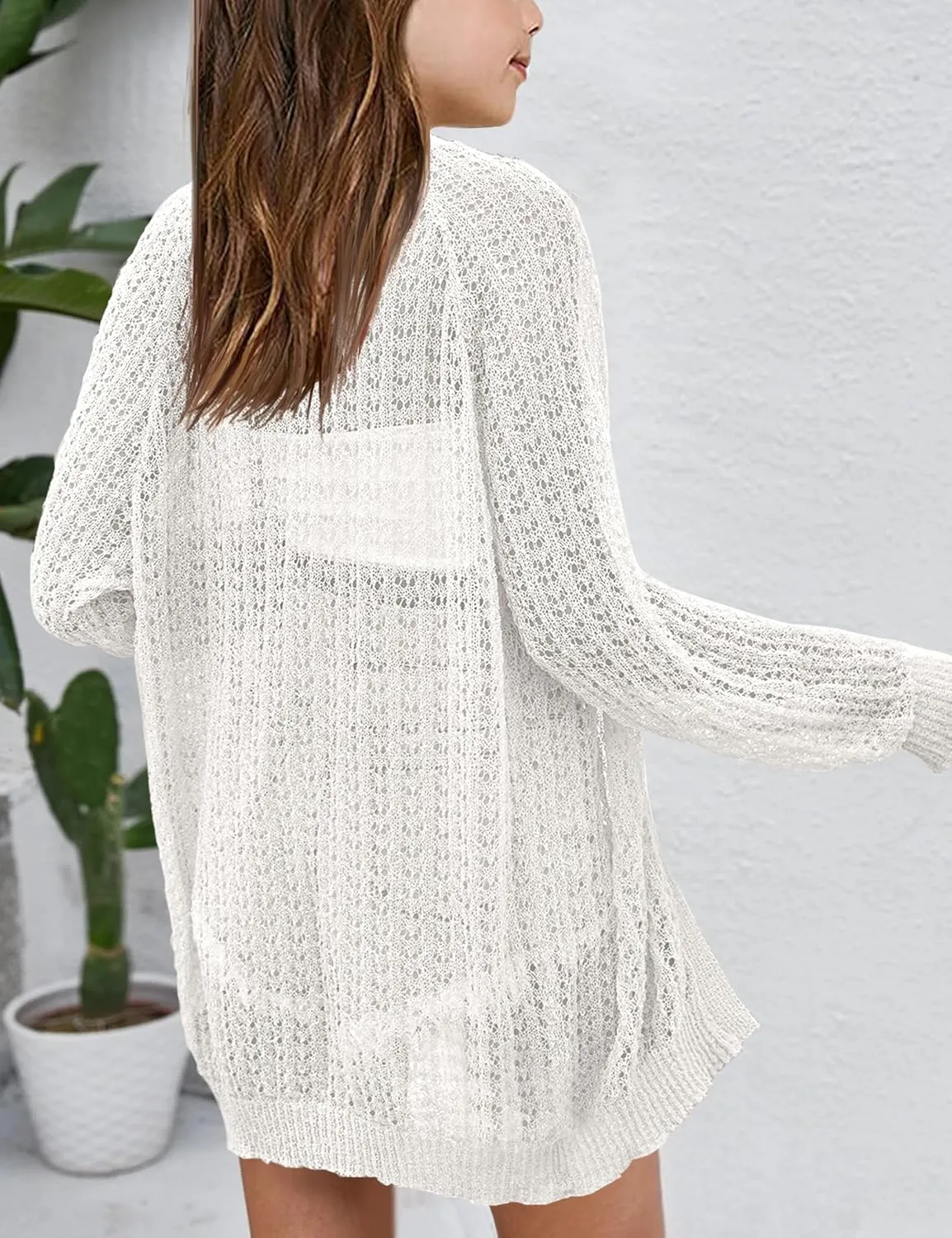Girl's Lightweight Cardigan Summer Crochet Long Sleeve Soft Boho Cardigans Beach Cover UP