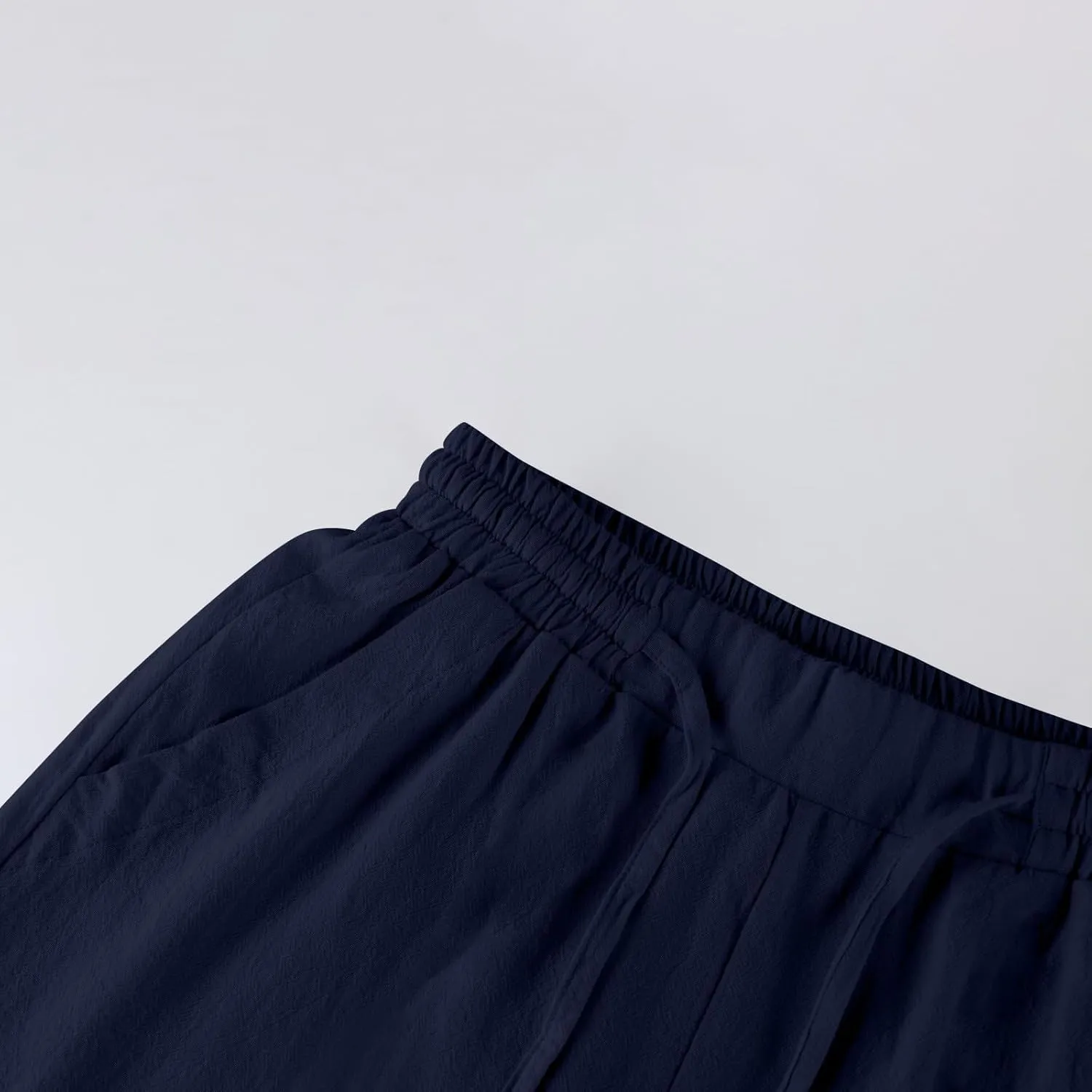 GOFULY Womens Linen Pants Casual Wide Leg 2025 High Rise Pants Drawstring Elastic Waist Summer 2025 Solid Trouser with Pocket