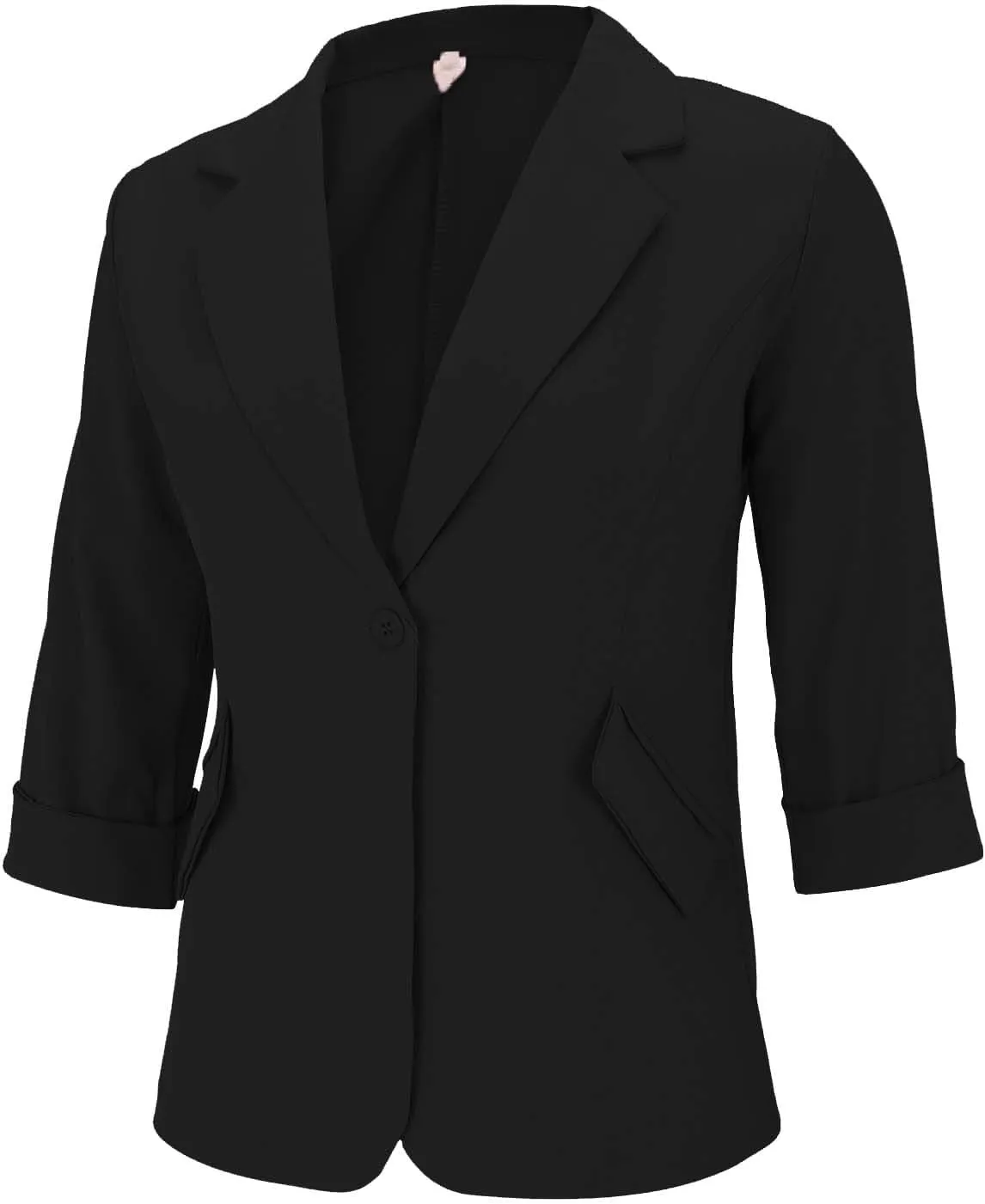 GOKKILRW Womens Blazers Petite Ladies Coats 3/4 Sleeve One Button Lapel Collared Formal Jackets Business Office Work Suits