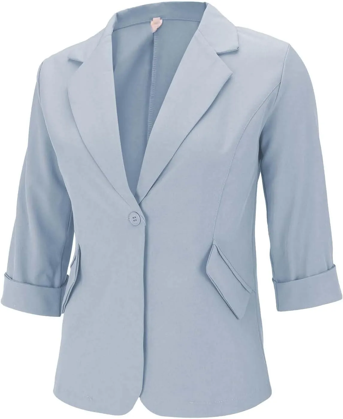 GOKKILRW Womens Blazers Petite Ladies Coats 3/4 Sleeve One Button Lapel Collared Formal Jackets Business Office Work Suits