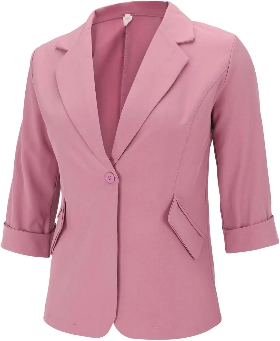 GOKKILRW Womens Blazers Petite Ladies Coats 3/4 Sleeve One Button Lapel Collared Formal Jackets Business Office Work Suits