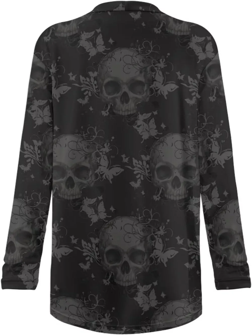 Gothic Skull Women Cardigan Sweaters Casual Open Front Cardigans Soft Draped Long Sleeve Jackets Dusters V-Neck Tops