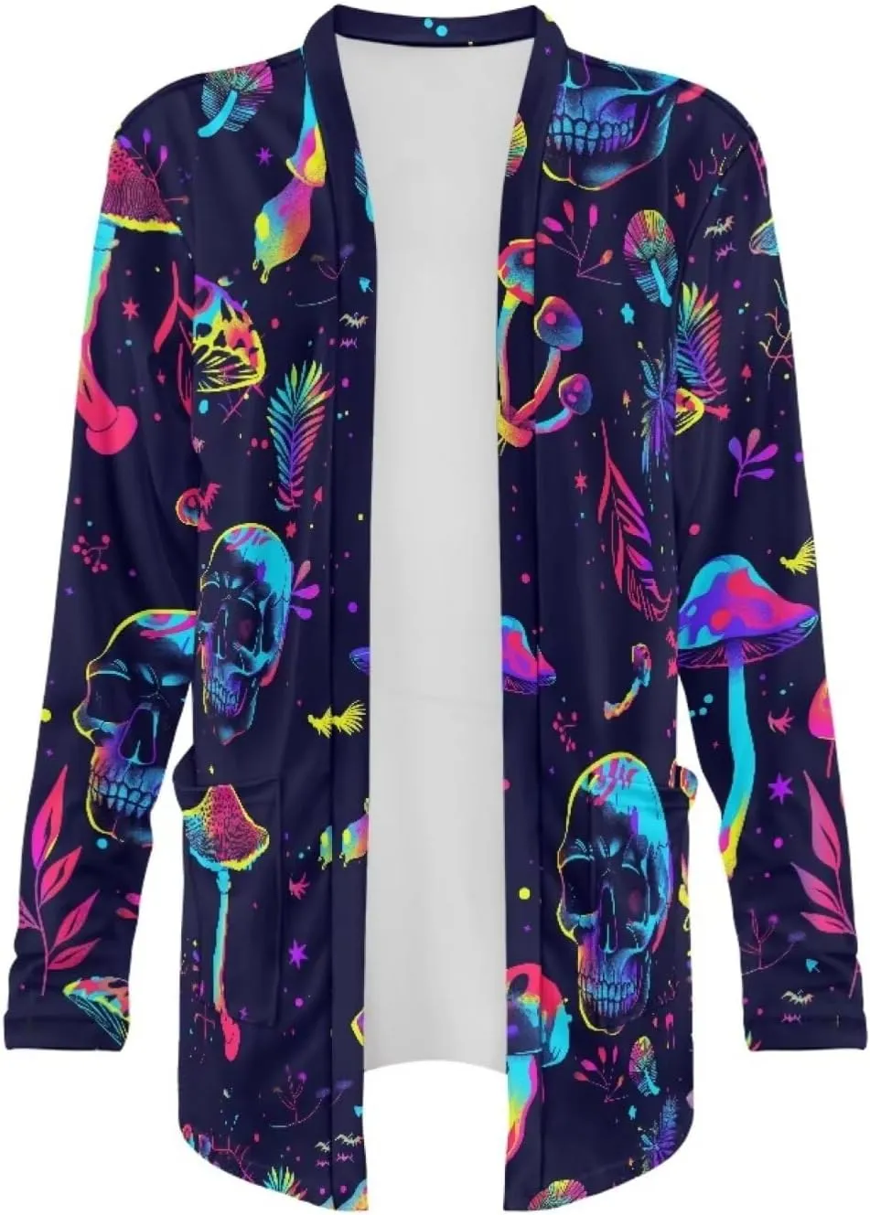Gothic Skull Women Cardigan Sweaters Casual Open Front Cardigans Soft Draped Long Sleeve Jackets Dusters V-Neck Tops