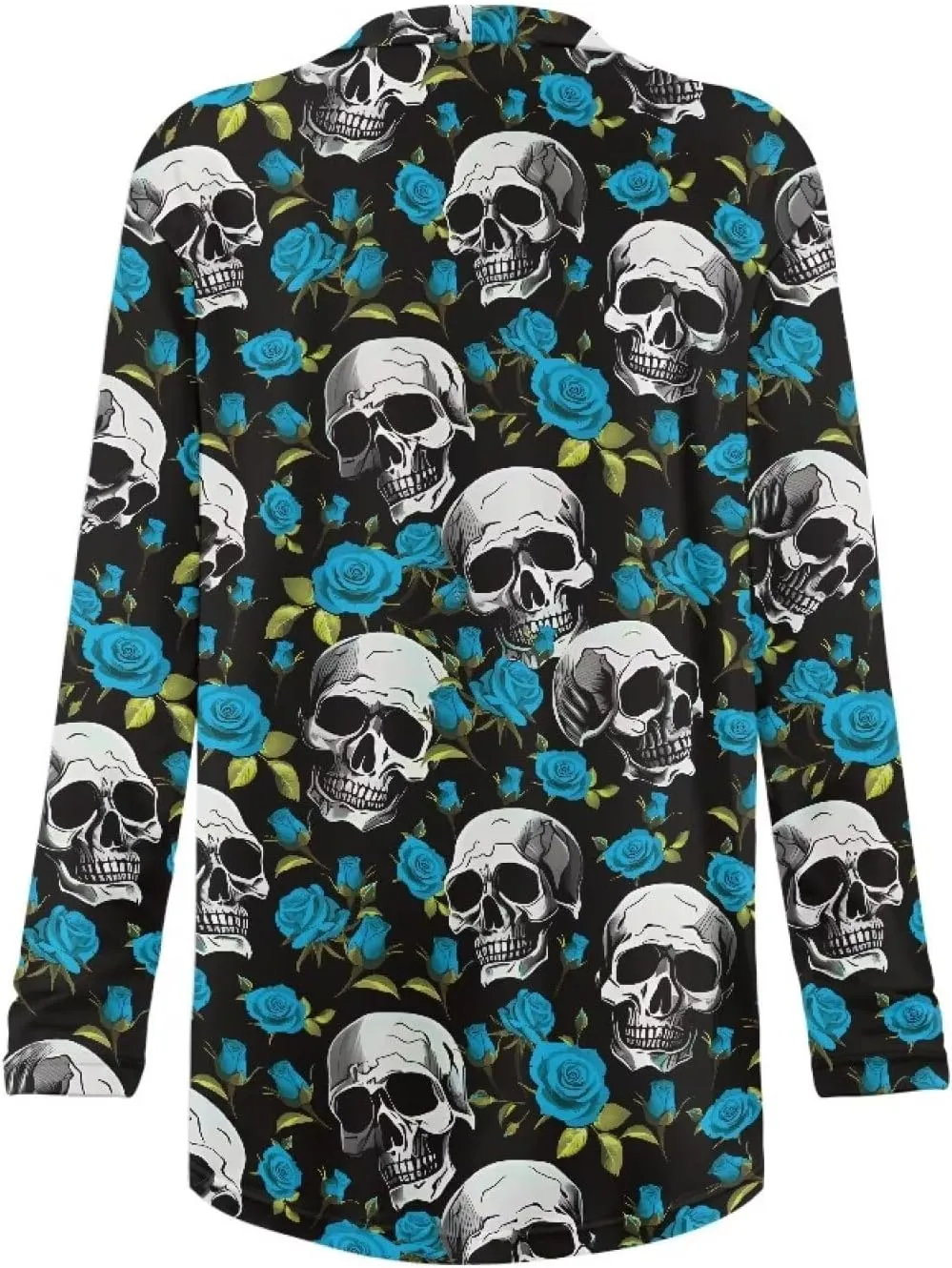 Gothic Skull Women Cardigan Sweaters Casual Open Front Cardigans Soft Draped Long Sleeve Jackets Dusters V-Neck Tops