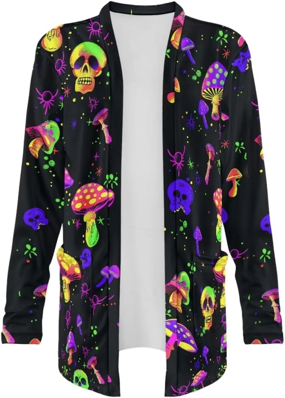 Gothic Skull Women Cardigan Sweaters Casual Open Front Cardigans Soft Draped Long Sleeve Jackets Dusters V-Neck Tops