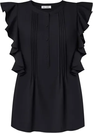 GRACE KARIN Women's Casual Tops 2025 Summer Trendy Ruffle Cap Sleeves Babydoll Blouse Crewneck Button Down Peplum Shirts