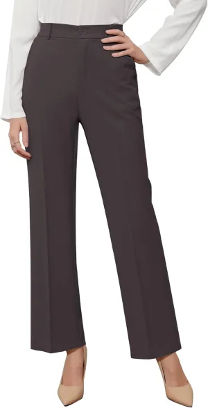GRAPENT Pants for Women Work High Waisted Dress Pants Business Casual Relaxed Fit Straight Leg Elastic Waist Trousers