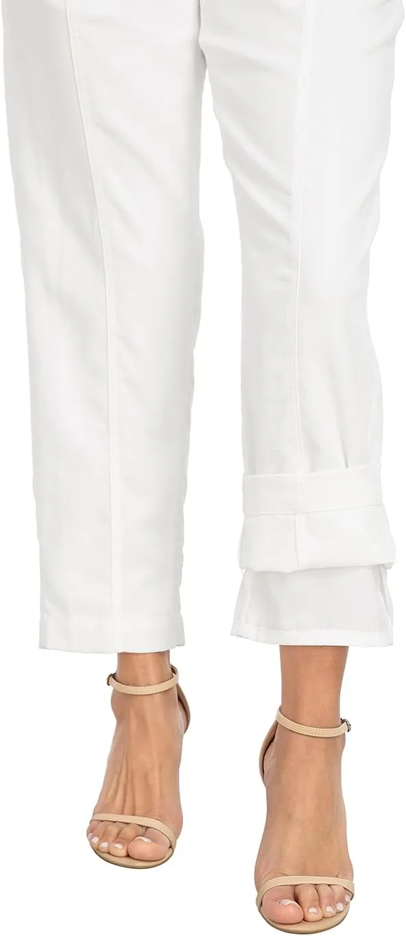 HDE Women's Linen Blend Pull On Pants Summer Drawstring Ankle Pant with Pockets