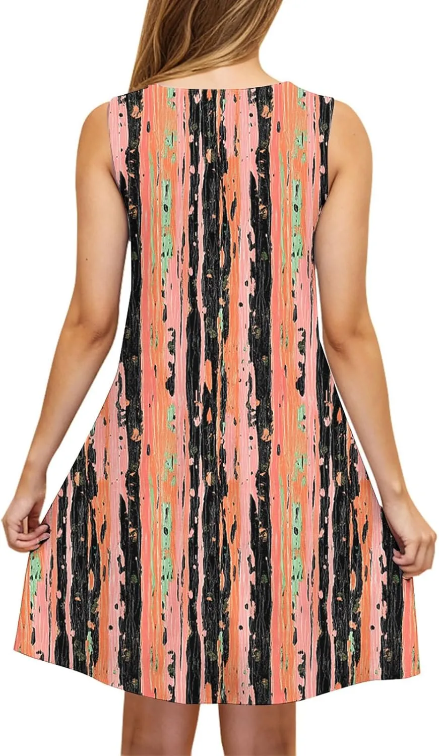 hlysgo Womens Summer Dresses 2025 Trendy Floral Print Sleeveless Crew Neck Tank Mini Dress A-Line Flowy Short Beach Sundress