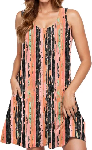 hlysgo Womens Summer Dresses 2025 Trendy Floral Print Sleeveless Crew Neck Tank Mini Dress A-Line Flowy Short Beach Sundress