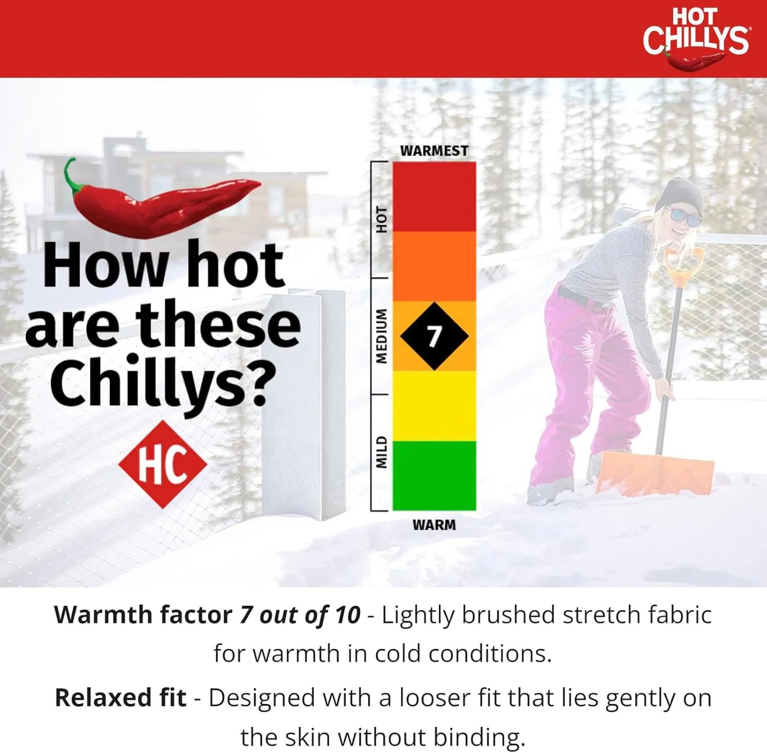 Hot Chillys Women's Clima-Tek Tights | Warm Breathable Moisture-Wicking Midweight Relaxed Fit Base Layer Thermal Leggings