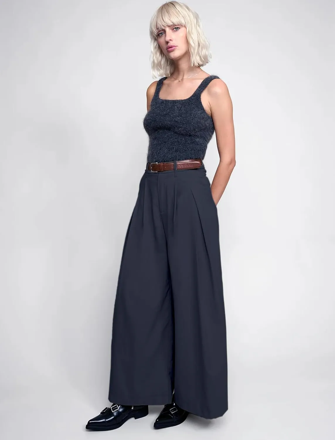 HVT Wide Leg Pants for Women High Waist Casual Long Palazzo Pants Loose Business Work Office Trousers with Pockets