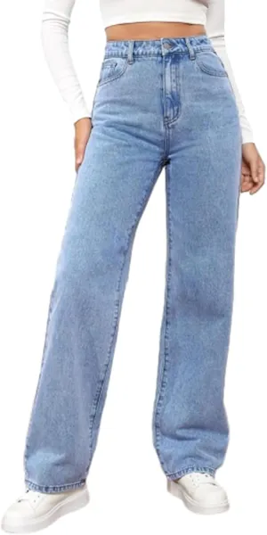 Katchme Jeans, KatchMe Women's Minimalist High Waist Denim Stretch Wide Leg Jeans