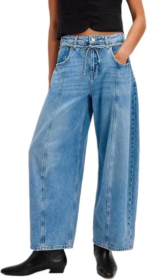 Kedera Women's Baggy Barrel Jeans Boyfriend Wide Leg Cropped Denim Pants Mid Rise Y2K Jeans Ankle Pants Trouser 2024