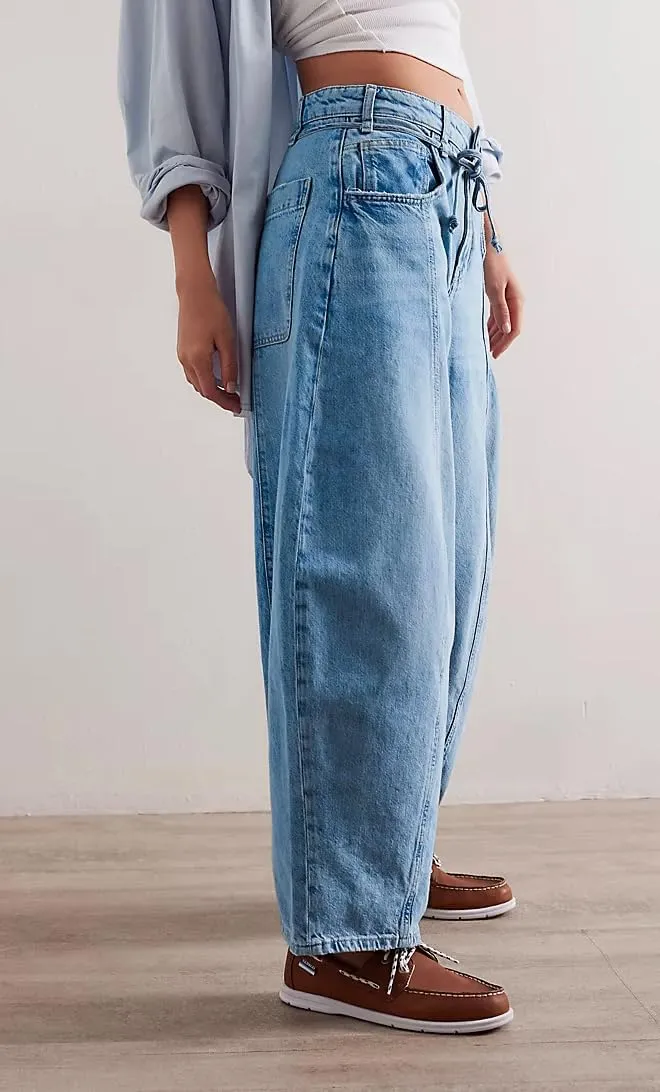 Kedera Women's Baggy Barrel Jeans Boyfriend Wide Leg Cropped Denim Pants Mid Rise Y2K Jeans Ankle Pants Trouser 2024