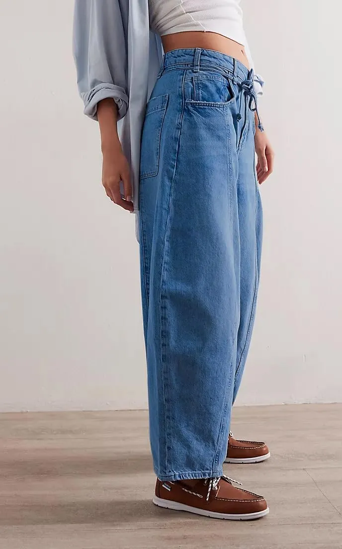 Kedera Women's Baggy Barrel Jeans Boyfriend Wide Leg Cropped Denim Pants Mid Rise Y2K Jeans Ankle Pants Trouser 2024