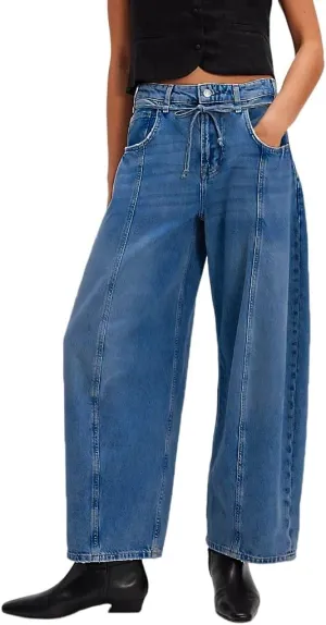 Kedera Women's Baggy Barrel Jeans Boyfriend Wide Leg Cropped Denim Pants Mid Rise Y2K Jeans Ankle Pants Trouser 2024
