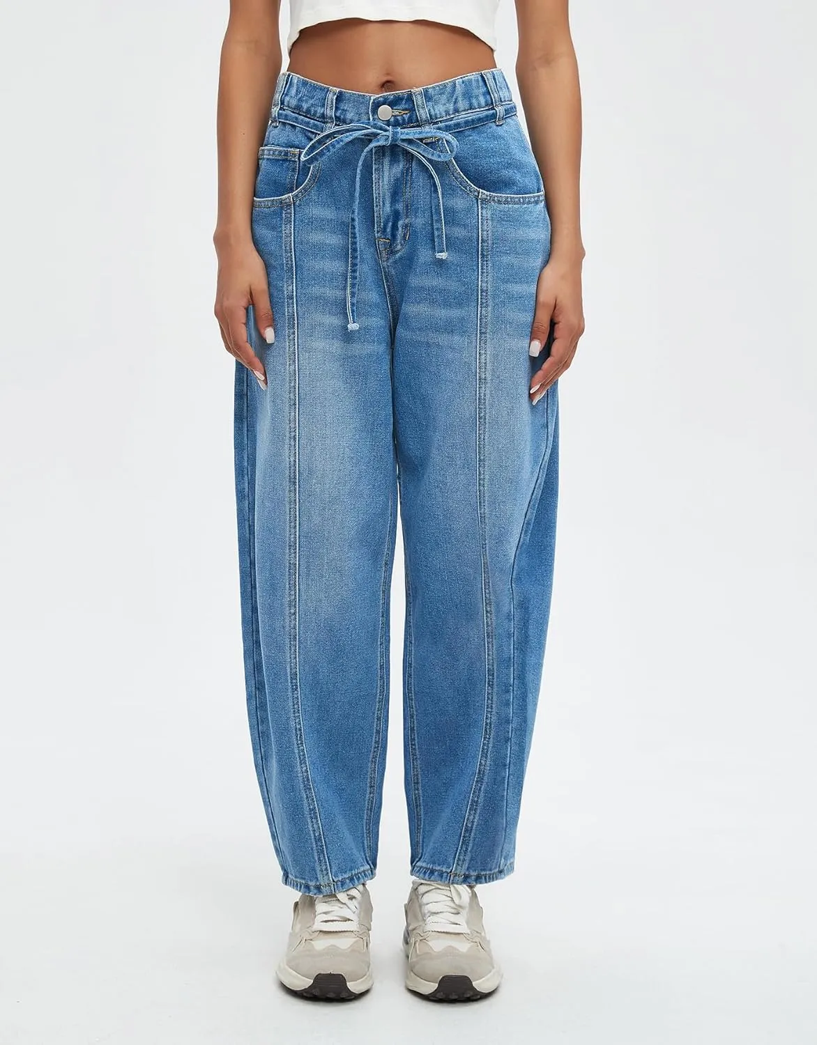 Kedera Women's Baggy Barrel Jeans Boyfriend Wide Leg Cropped Denim Pants Mid Rise Y2K Jeans Ankle Pants Trouser 2024
