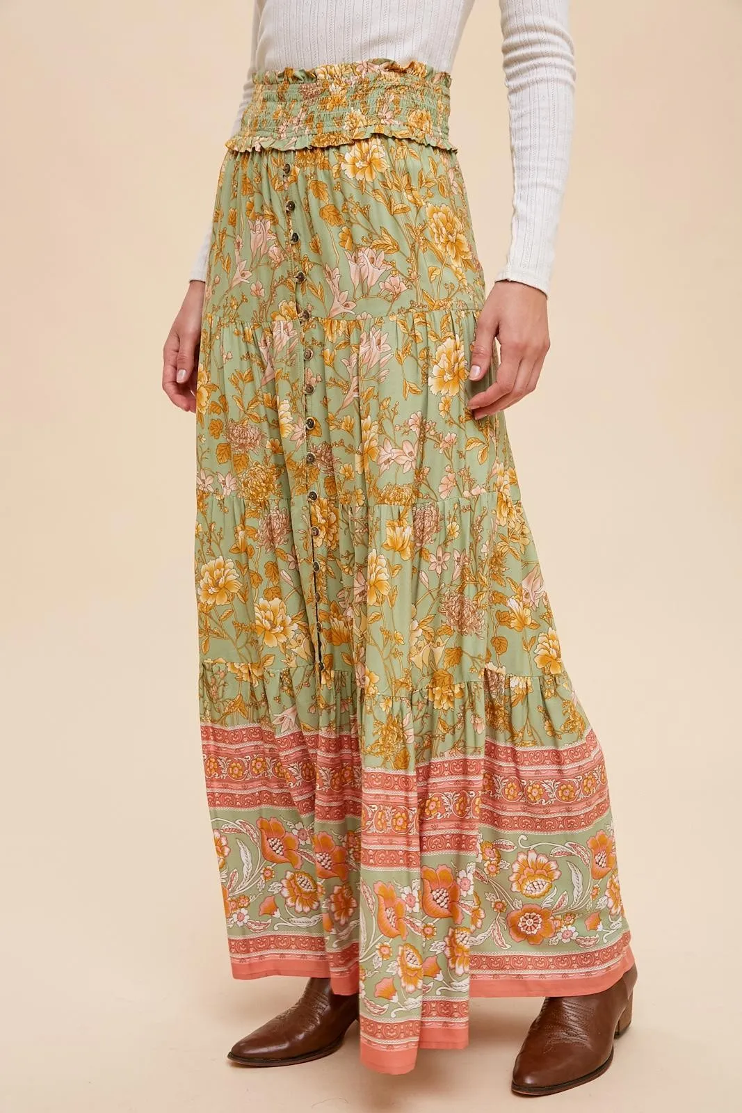 Kiwi Boho Maxi Skirt