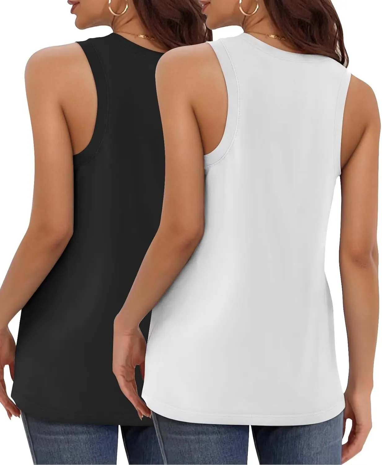 KKJ 2 Pack Womens Tank Tops 2025 Summer V Neck Sleeveless Loose Fit Casual Beach Vacation Outfits Shirt Trendy Cruise Clothes