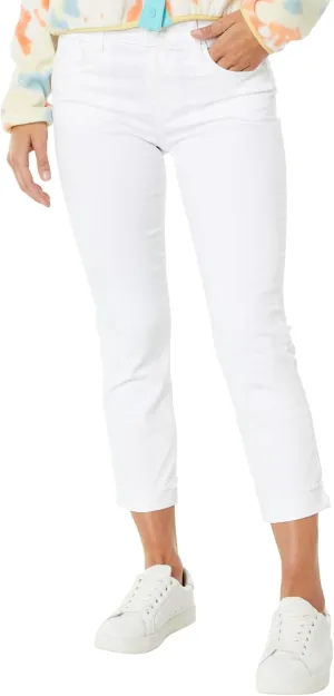 KUT from the Kloth Amy Crop Straight Leg-Roll-Up Fray in Optic White Jeans for Women  Blended Cotton