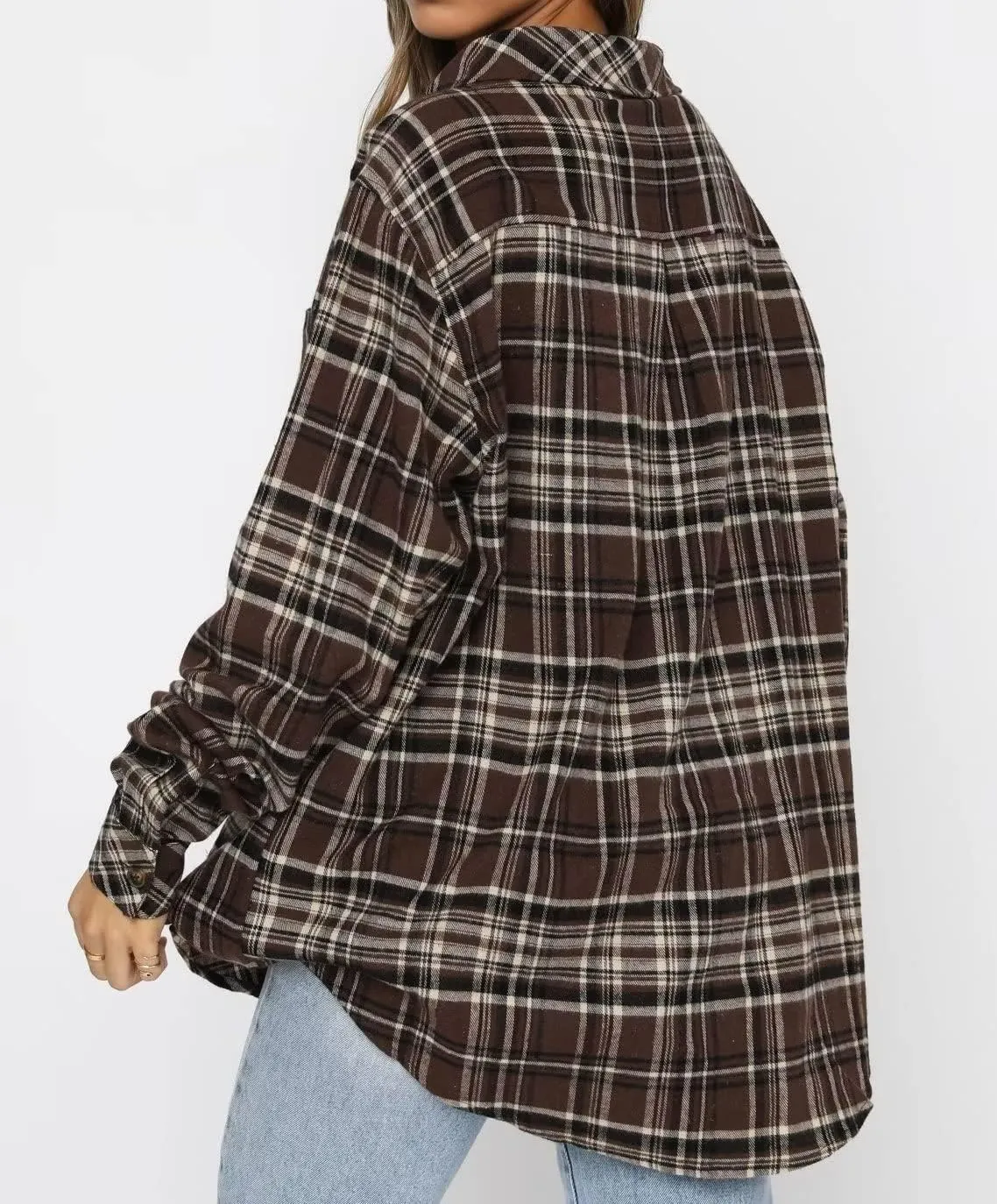 Lacozy Womens Buffalo Plaid Flannel Shirt Long Sleeve Collar Button Down Blouses Tops