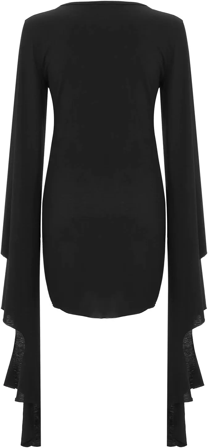 LCMTWX Halloween Costumes for Women Cold Shoulder Butterfly Sleeve Costumes Mesh Lace Light Long Sleeve Dresses for