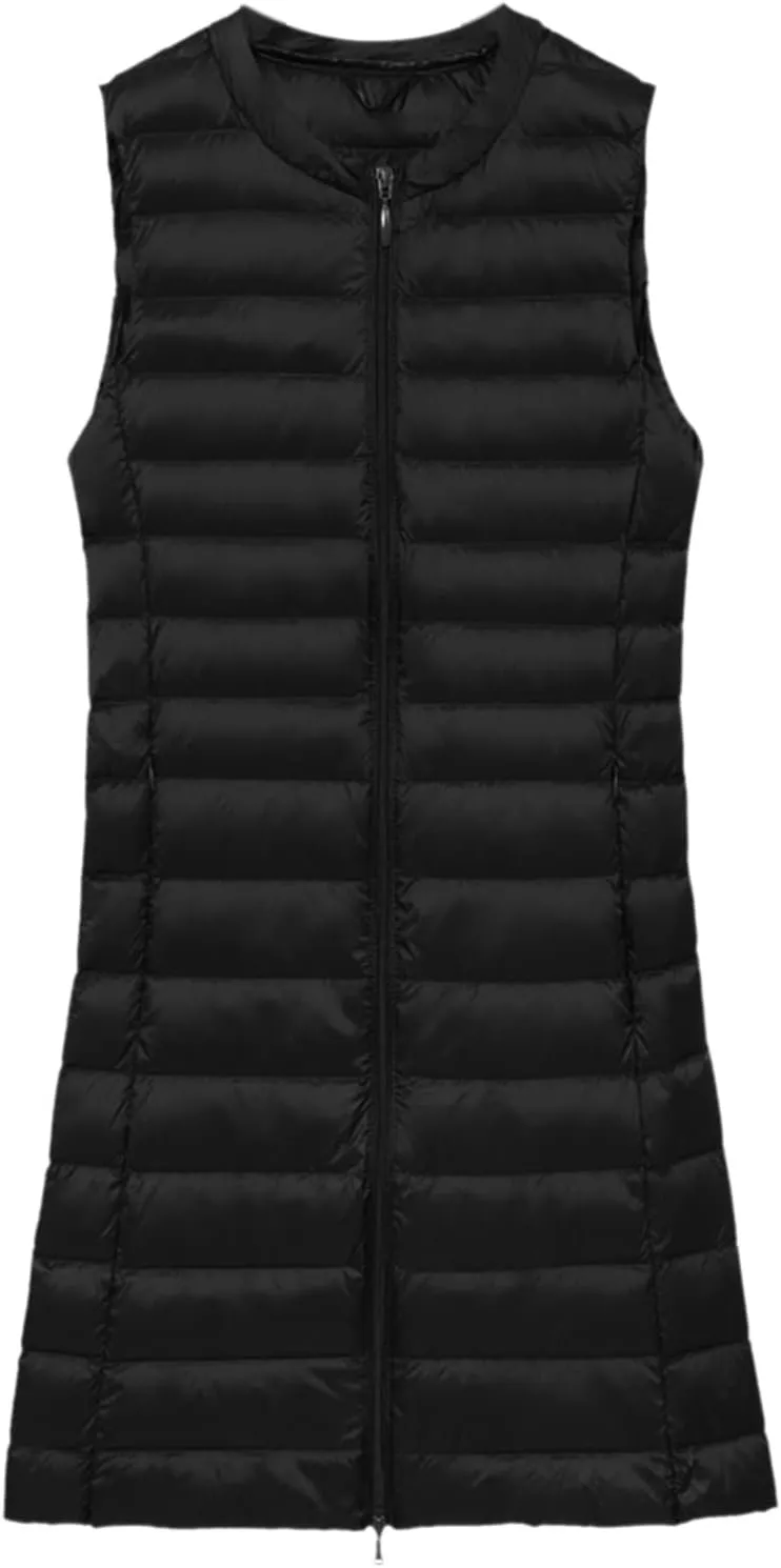 LCMTWX Womens Puffer Vest Long Winter Thin And Light Down Coat Casual Down Coat Slim Cotton Sleeveless Puffy Jacket with