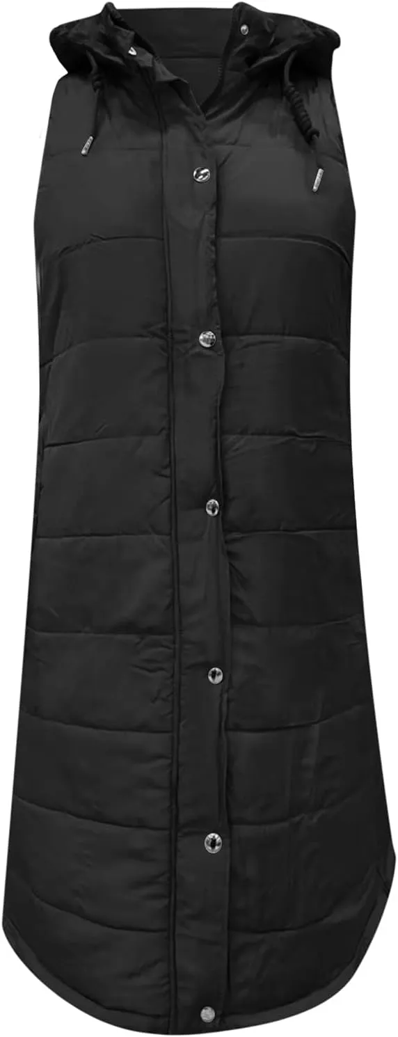 LCMTWX Womens Puffer Vest Long Winter Thin And Light Down Coat Casual Down Coat Slim Cotton Sleeveless Puffy Jacket with