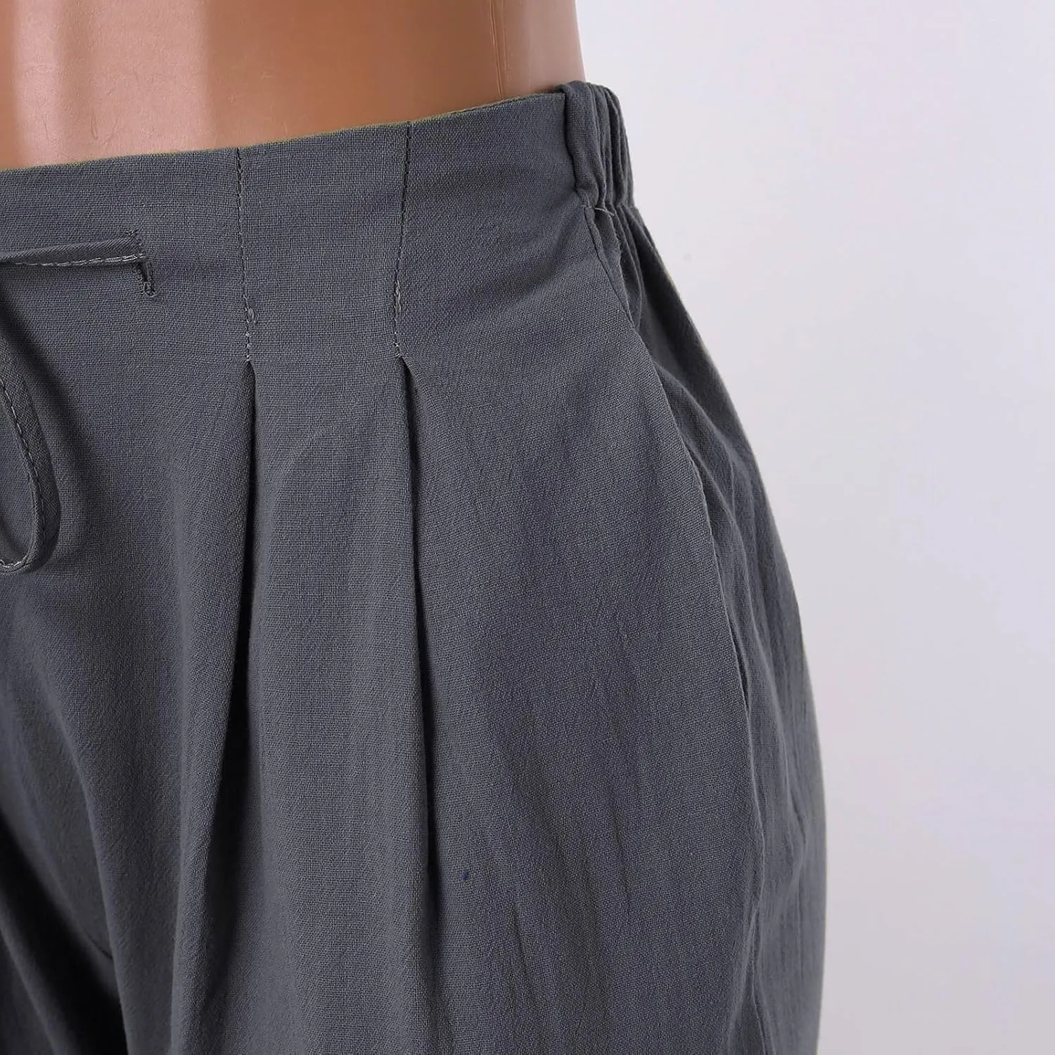 Linen Cotton Pants for Women 2025 High Waist Elastic Straight Leg Lounge Casual Loose Lightweight Beach Trousers