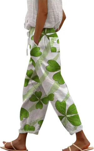 Linen Pants for Women 2025 Summer Casual High Waist Elastic Straight Leg Lounge Pant Loose Lightweight Beach Trousers