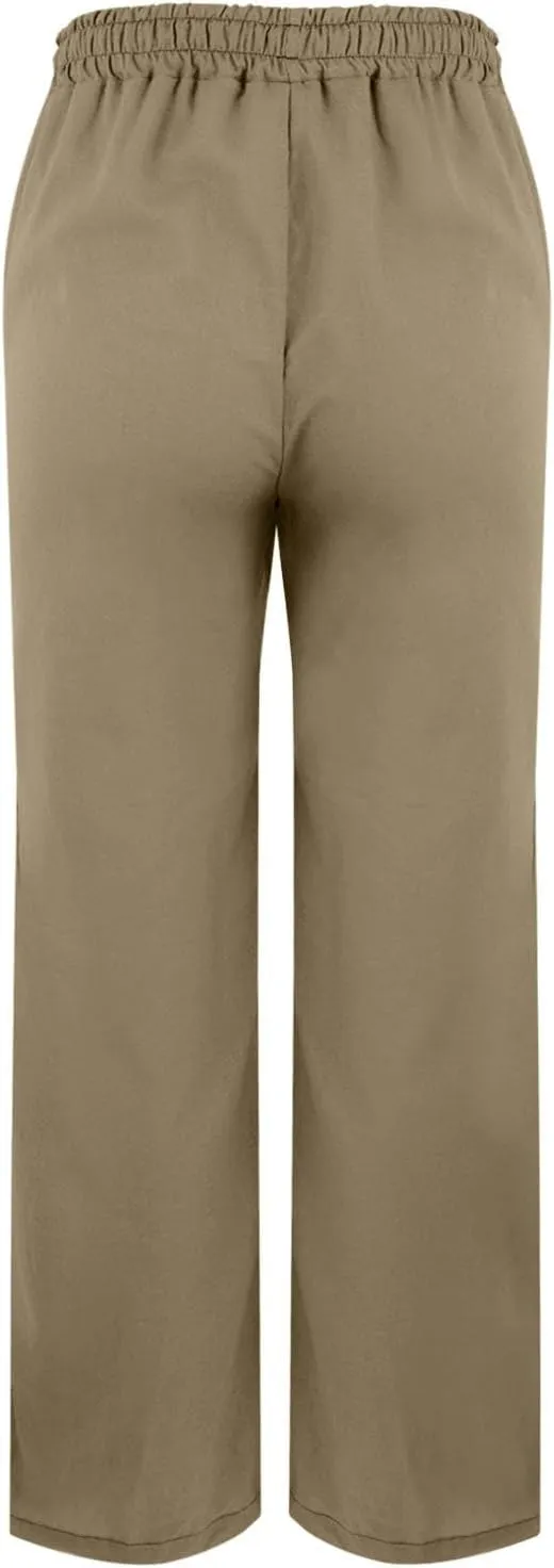 Linen Pants for Women 2025 Summer Drawstring Straight Leg Elastic Waist Lounge Trousers Casual Beach Pant with Split