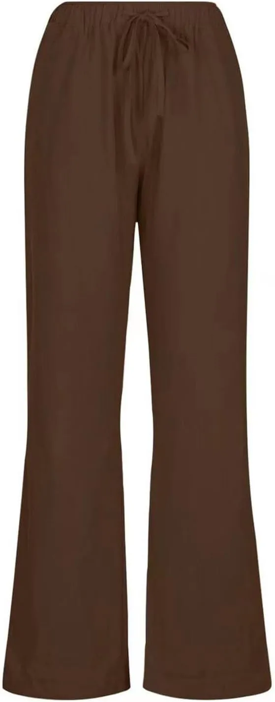 Linen Pants Women Summer Drawstring High Waist Pants Loose Cotton Linen Wide Leg Palazzo Pant Casual Beach Trousers