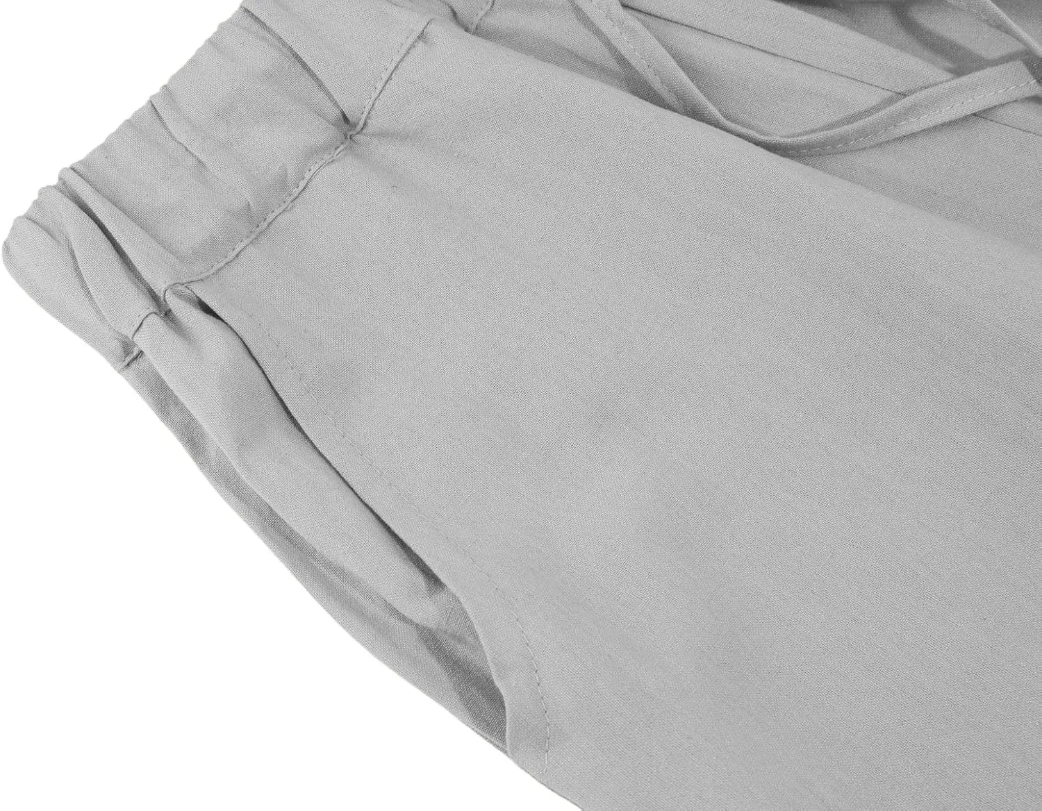 loveimgs Women's Casual Wide Leg Elastic Waist Loose Lightweight Summer Linen Beach Pants Drawstring