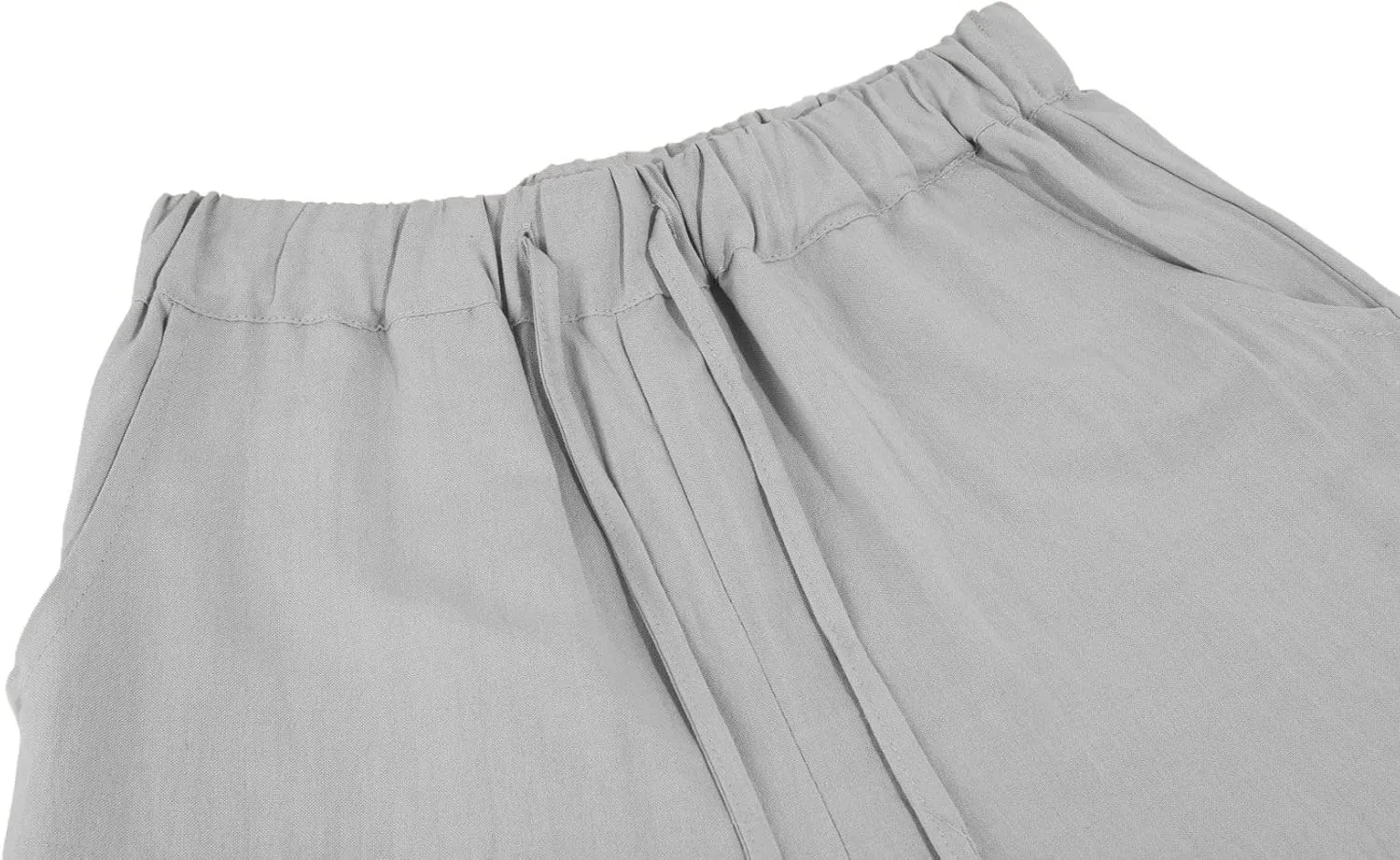 loveimgs Women's Casual Wide Leg Elastic Waist Loose Lightweight Summer Linen Beach Pants Drawstring