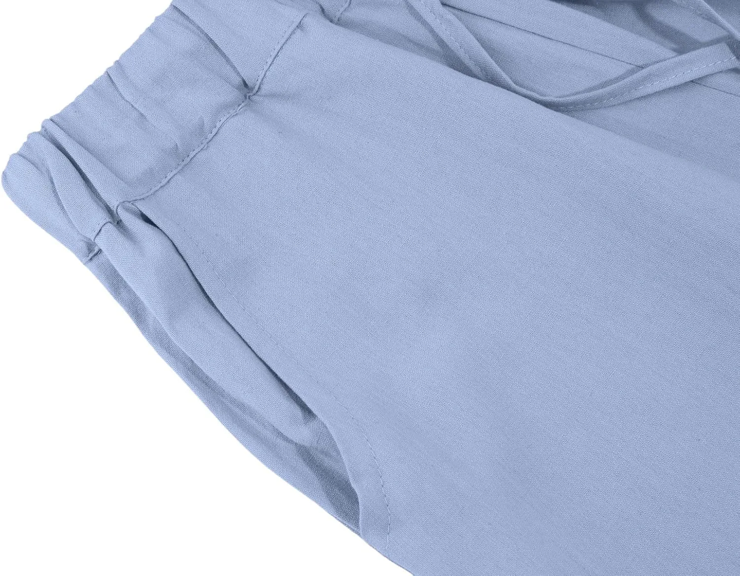 loveimgs Women's Casual Wide Leg Elastic Waist Loose Lightweight Summer Linen Beach Pants Drawstring