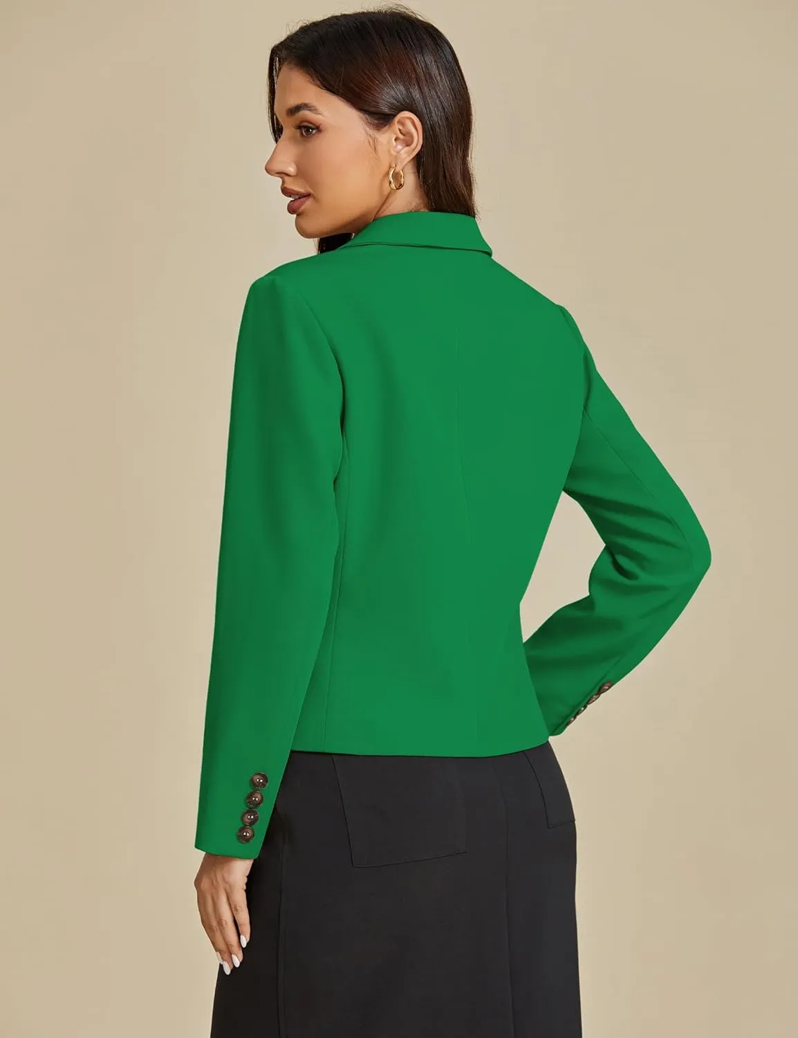 luvamia Blazers for Women Business Casual Double Breasted Notched Lapel Long Sleeve Work Office Suit Jackets Blazer