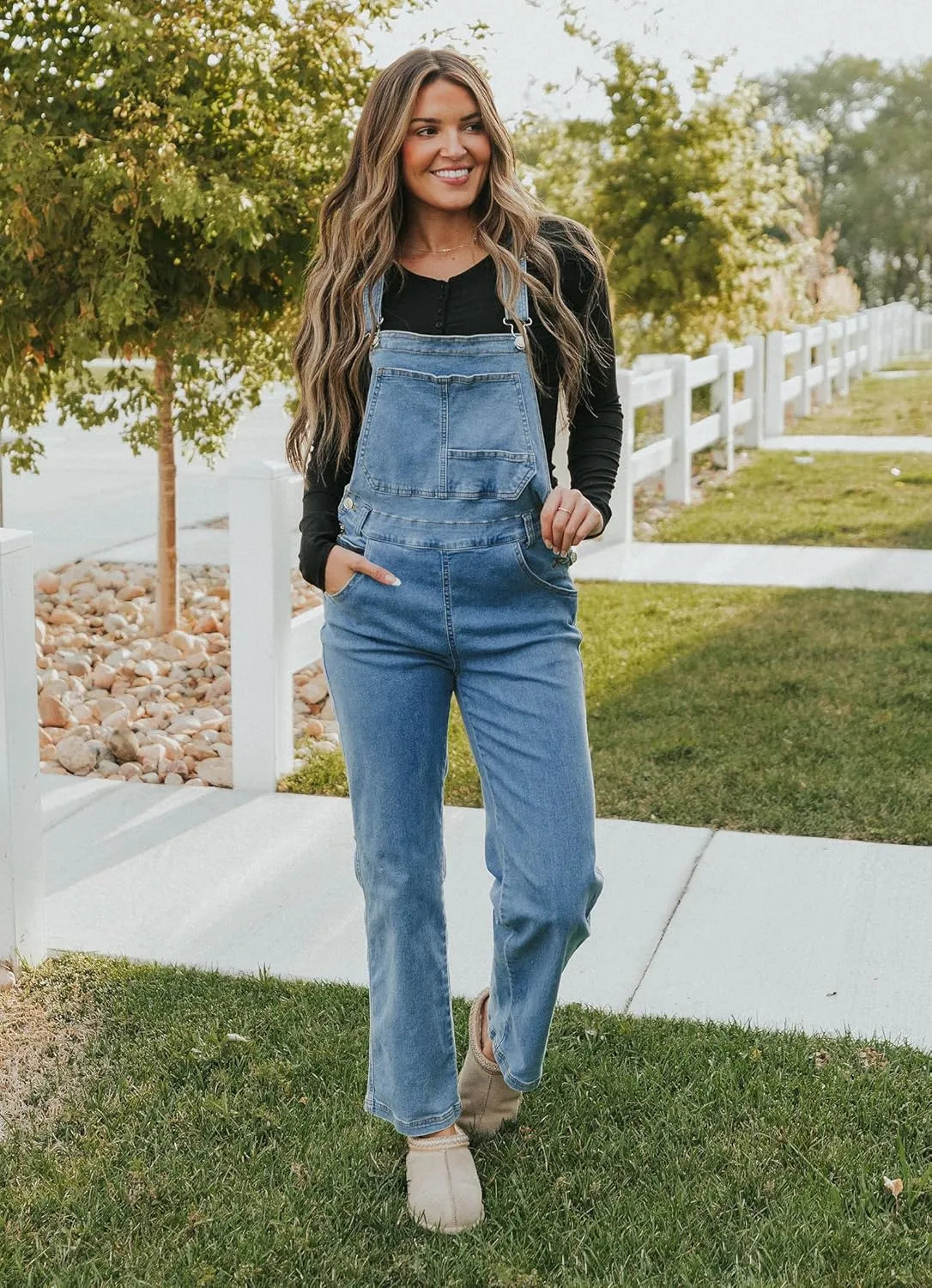 luvamia Overalls Women Loose Fit Denim Bib Baggy Overall Jumpsuit Straight Wide Leg Stretchy Jean Pants Fashion