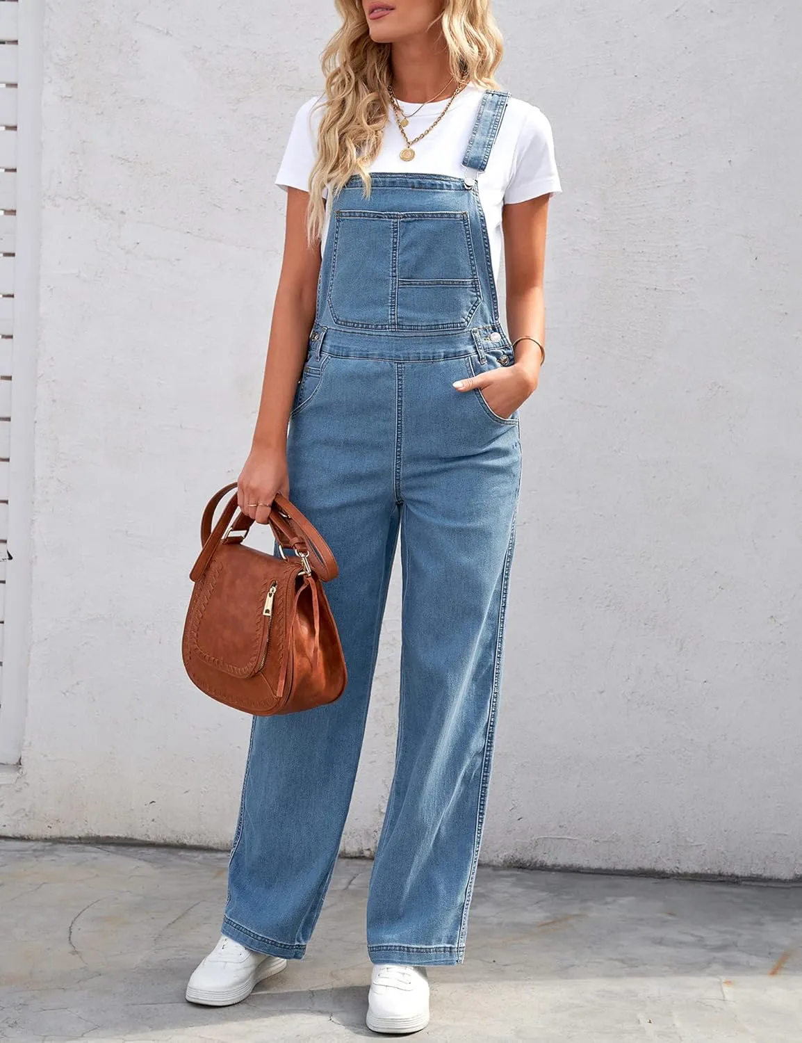 luvamia Overalls Women Loose Fit Denim Bib Baggy Overall Jumpsuit Straight Wide Leg Stretchy Jean Pants Fashion