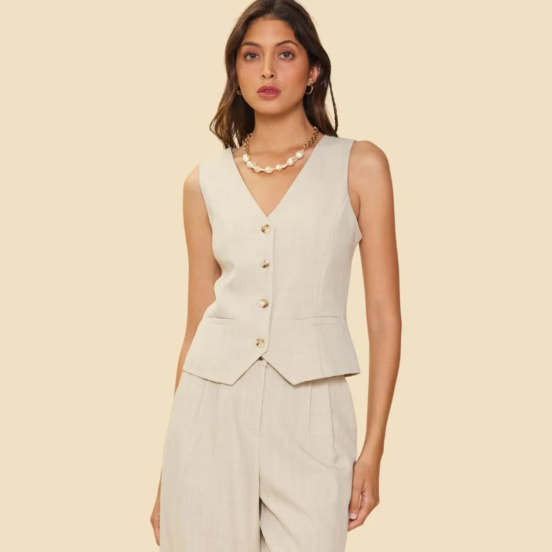 Melange Two Tone Vest (Beige)