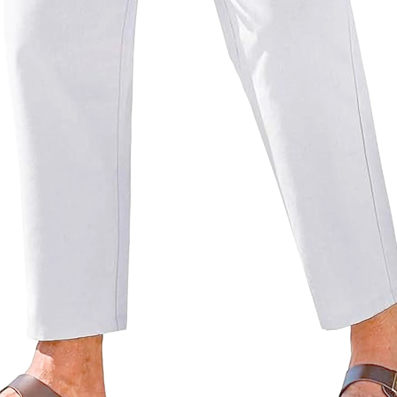 Men's Cotton Yoga Straight-Leg Slack Summer Beach Linen Pants Casual Lightweight Elastic Waist Trousers