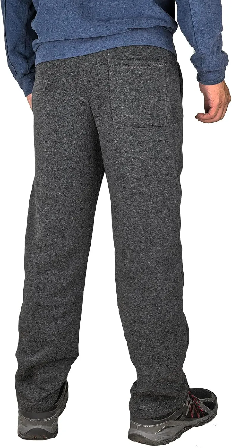 Mens Fleece Athletic Sweatpants Workout Relaxed Fit Elastic Waist Open Bottom Sweat Pants with Pockets Drawstring