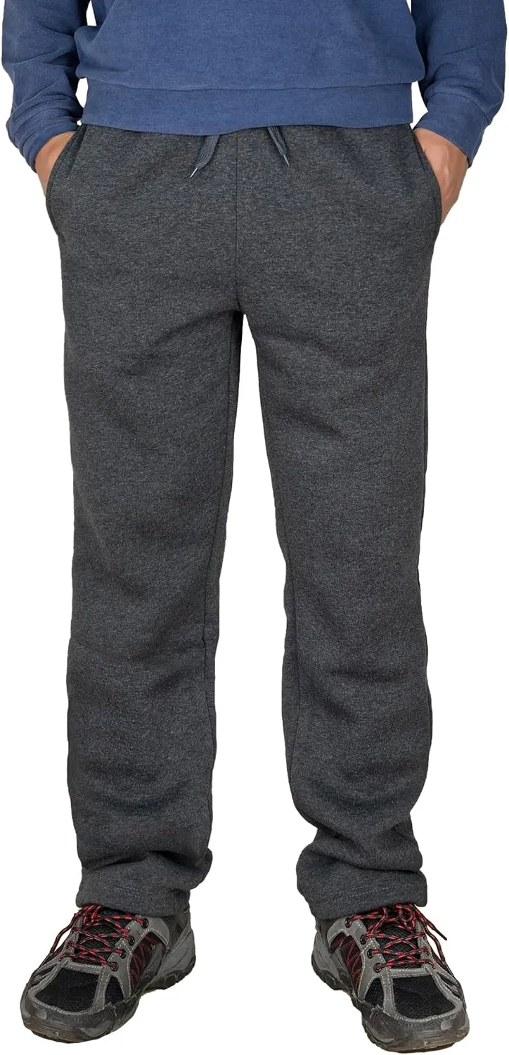 Mens Fleece Athletic Sweatpants Workout Relaxed Fit Elastic Waist Open Bottom Sweat Pants with Pockets Drawstring