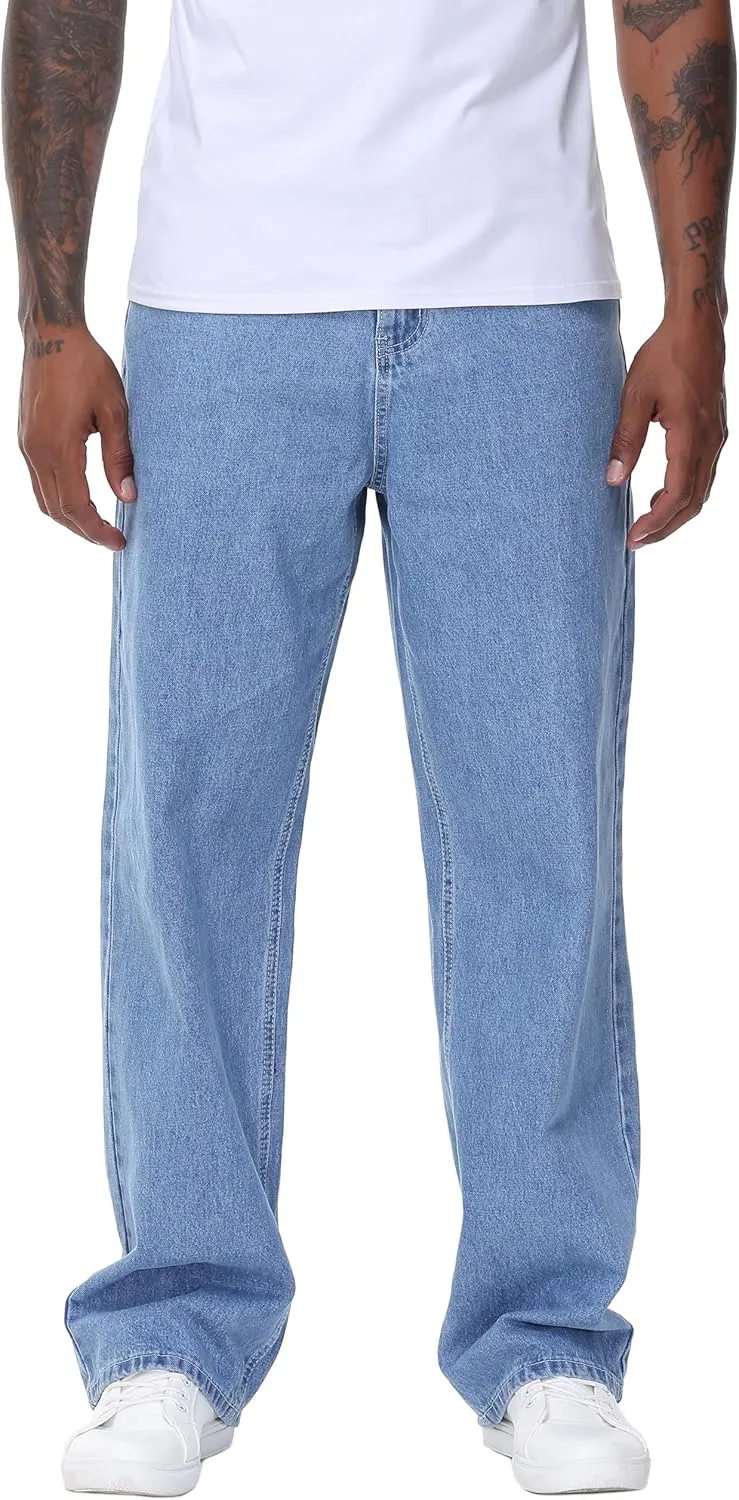 Men's Non-Stretch Relaxed Fit Wide-Leg Baggy Jeans Pants