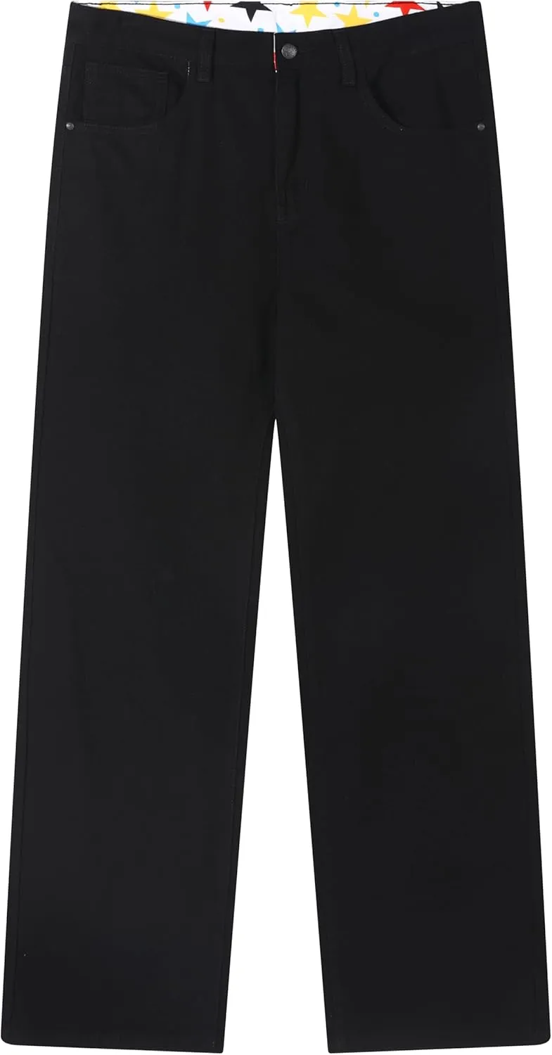 Men's Non-Stretch Relaxed Fit Wide-Leg Baggy Jeans Pants