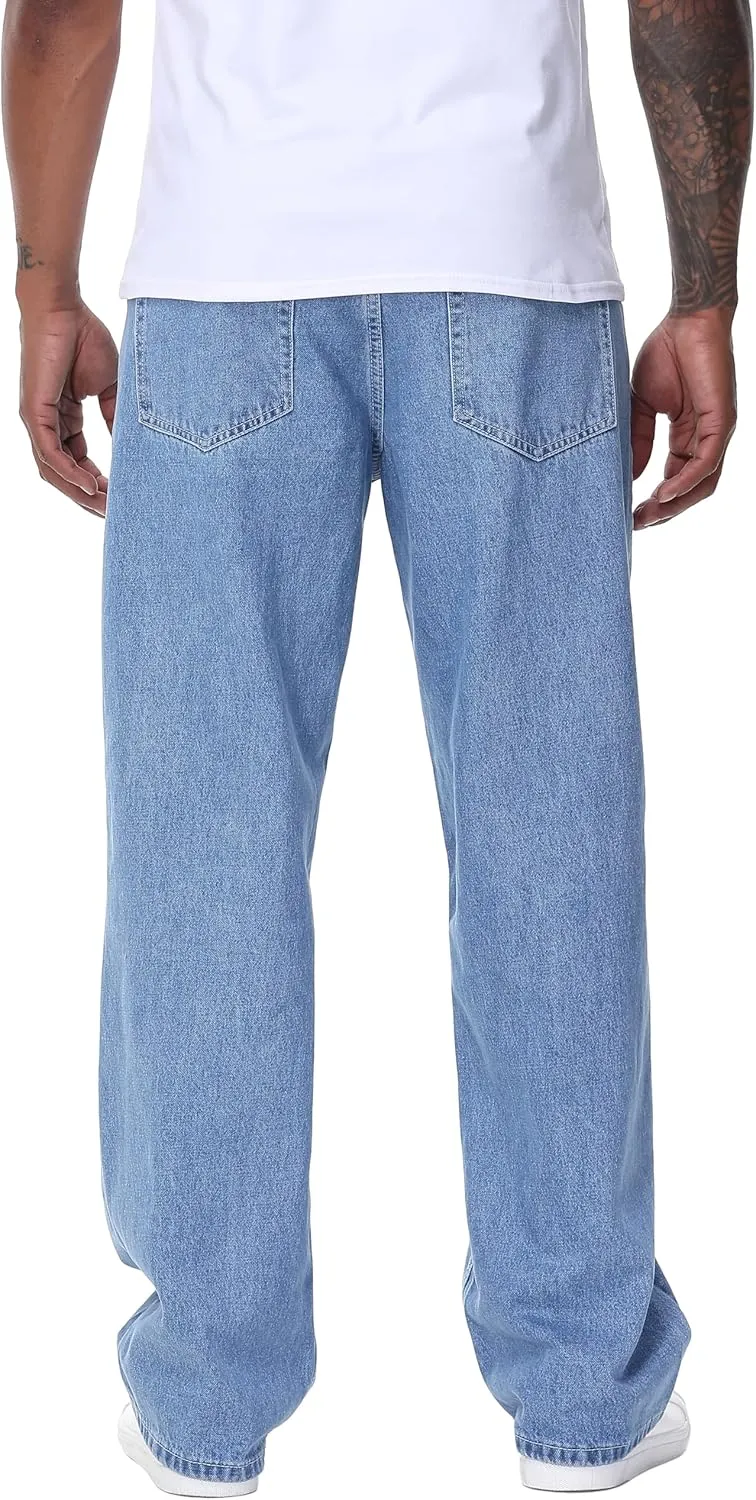 Men's Non-Stretch Relaxed Fit Wide-Leg Baggy Jeans Pants