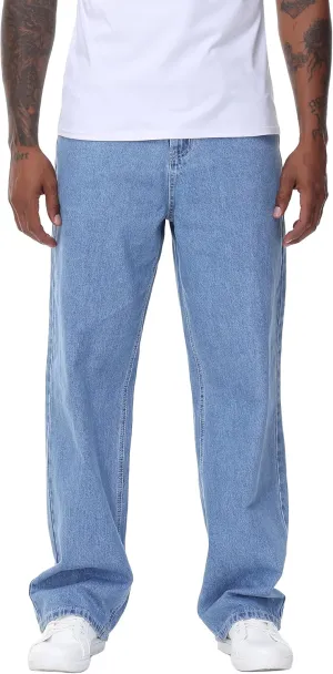 Men's Non-Stretch Relaxed Fit Wide-Leg Baggy Jeans Pants