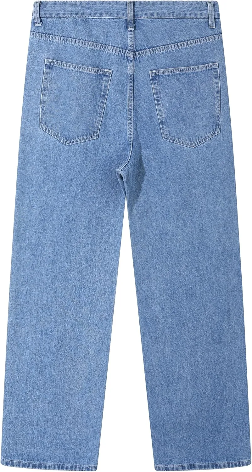 Men's Non-Stretch Relaxed Fit Wide-Leg Baggy Jeans Pants