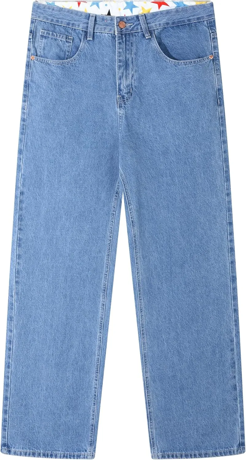 Men's Non-Stretch Relaxed Fit Wide-Leg Baggy Jeans Pants